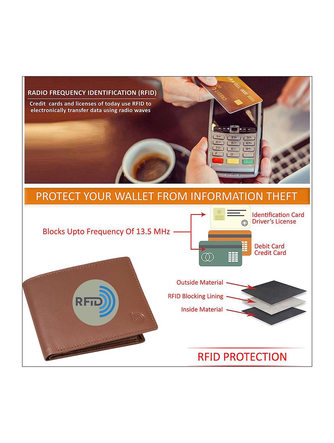 tan genuine leather wallet - 21556809 - Standard Image - 3