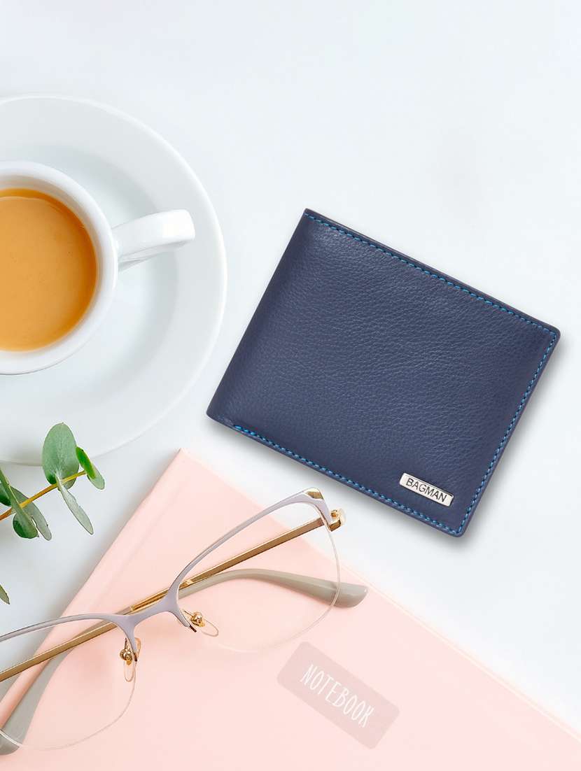 blue genuine leather wallet - 21556825 -  Zoom Image - 0