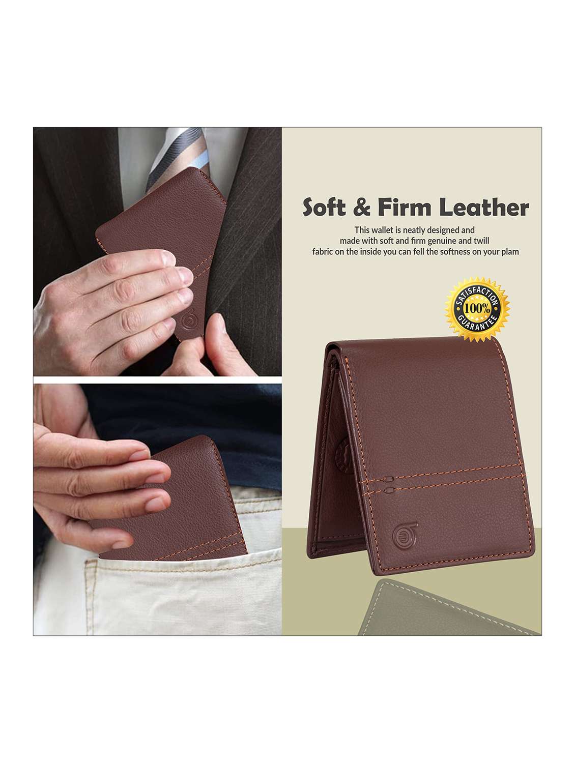 brown genuine leather wallet - 21556853 -  Standard Image - 3
