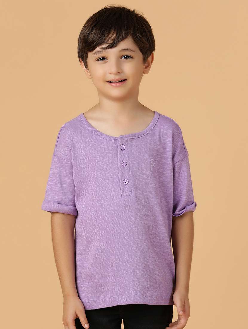 boys round neck solid t-shirt