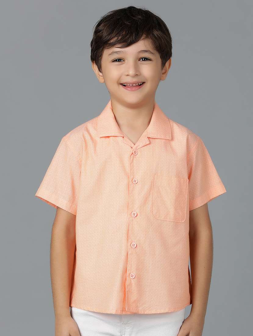 boys self design collared shirt