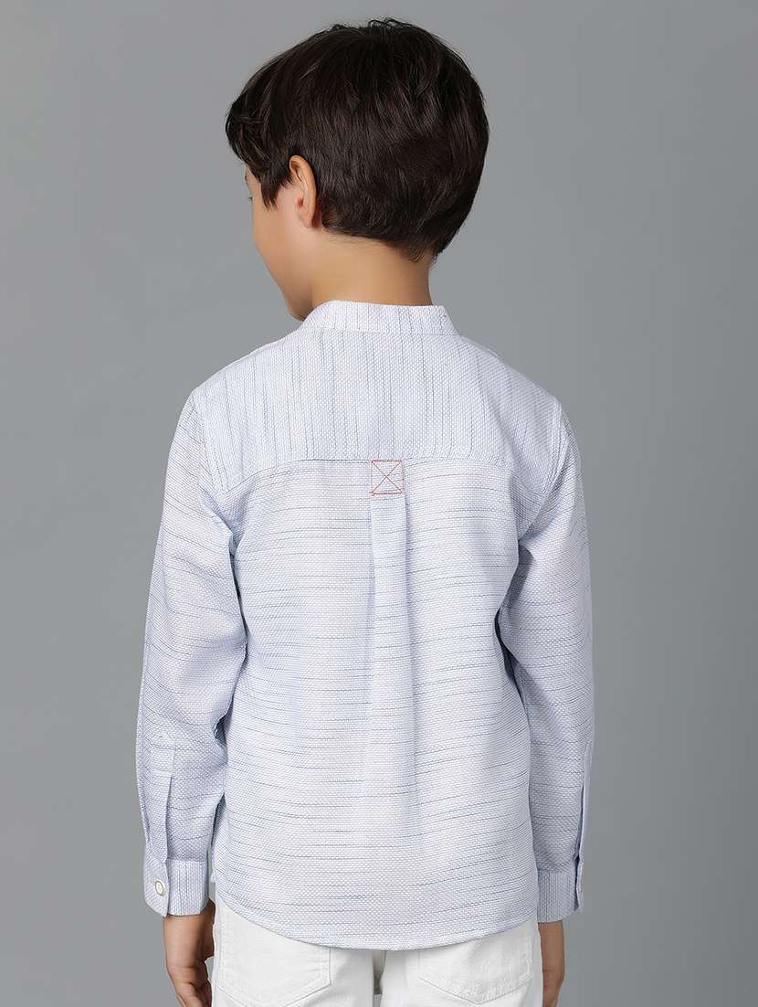 boys mandarin neck solid shirt - 21556997 -  Standard Image - 3