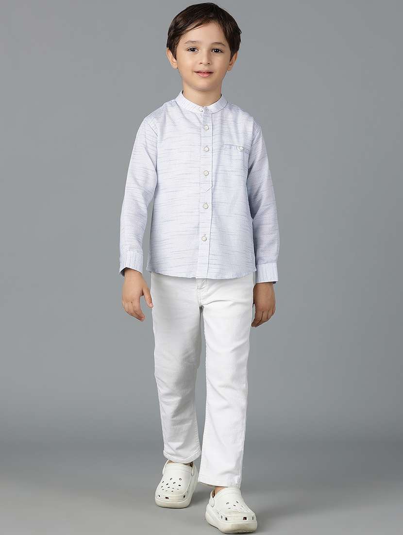 boys mandarin neck solid shirt - 21556997 -  Standard Image - 5