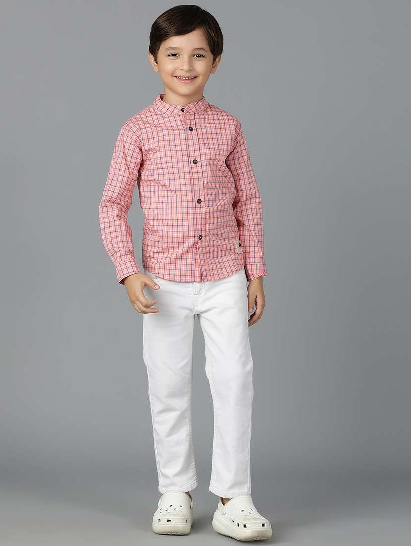 boys mandarin neck checkered shirt - 21556998 -  Standard Image - 5