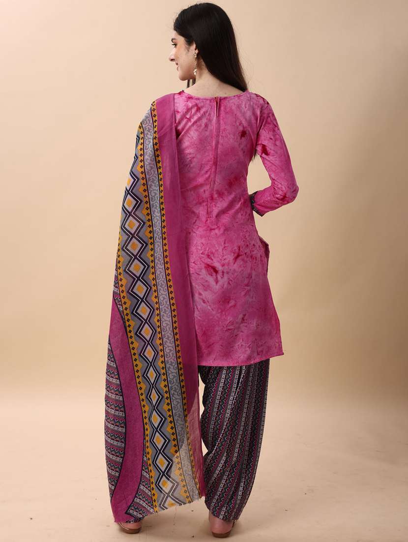 women pink printed unstitched suit - 21557080 -  Standard Image - 3