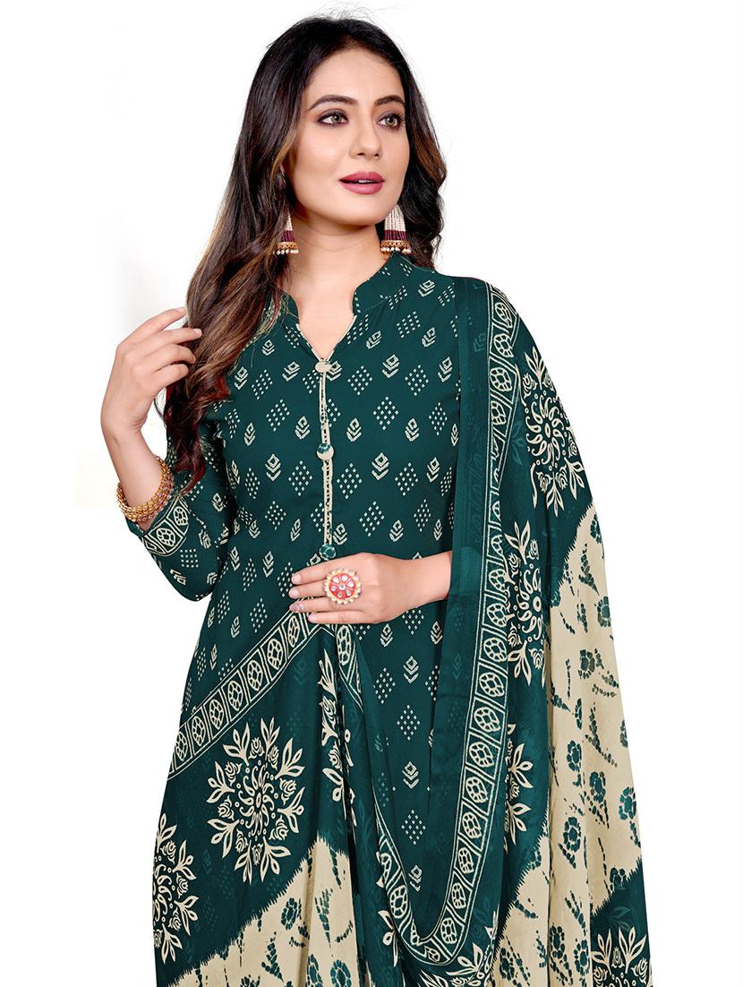 women green printed unstitched suit - 21557142 - Standard Image - 3