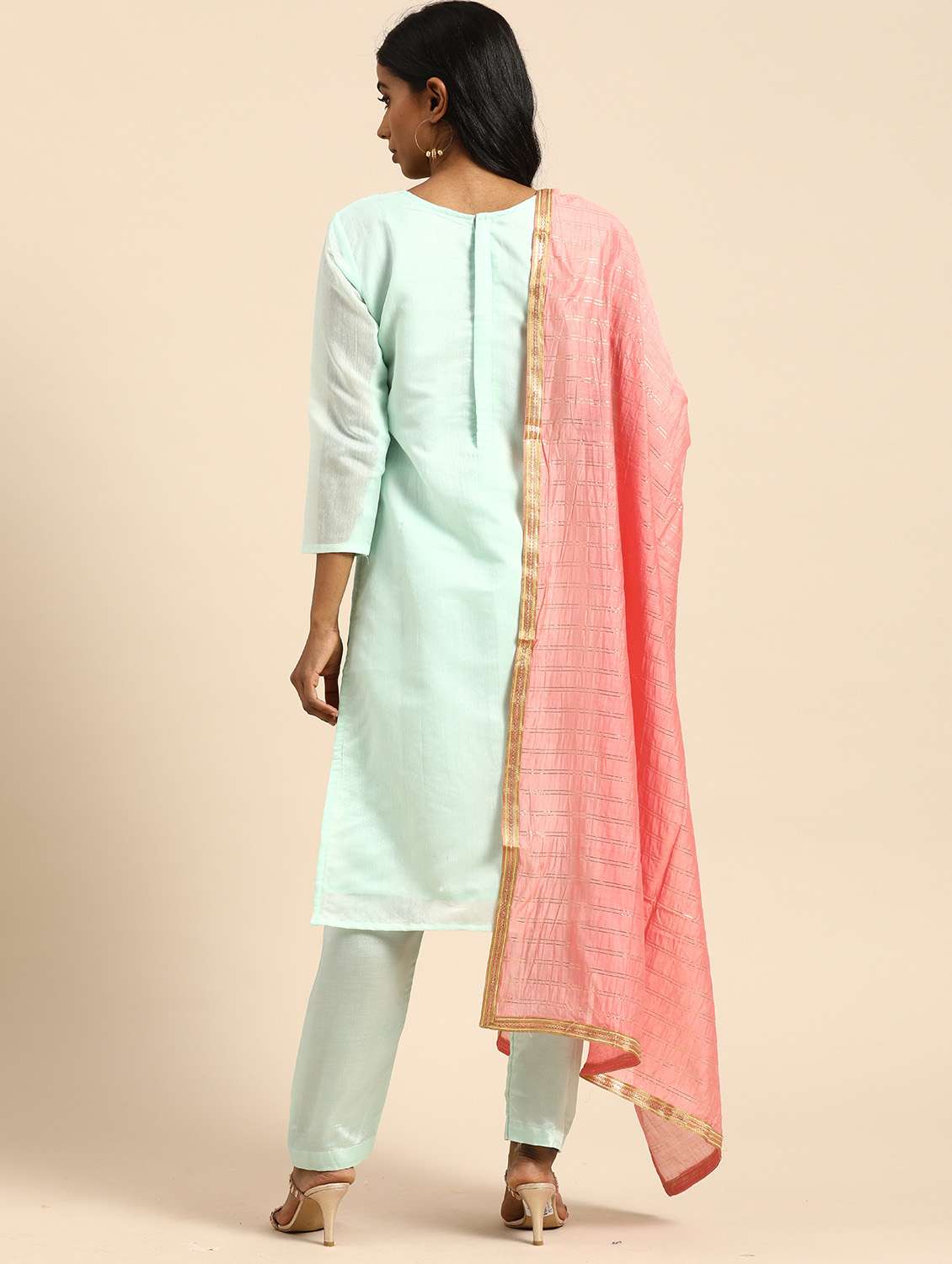 women solid with work unstitched suit - 21557219 -  Standard Image - 3