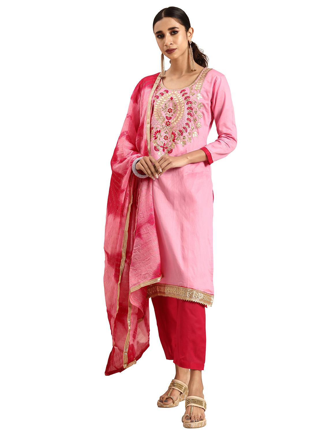 women solid with work unstitched suit - 21557222 - Zoom Image - 0