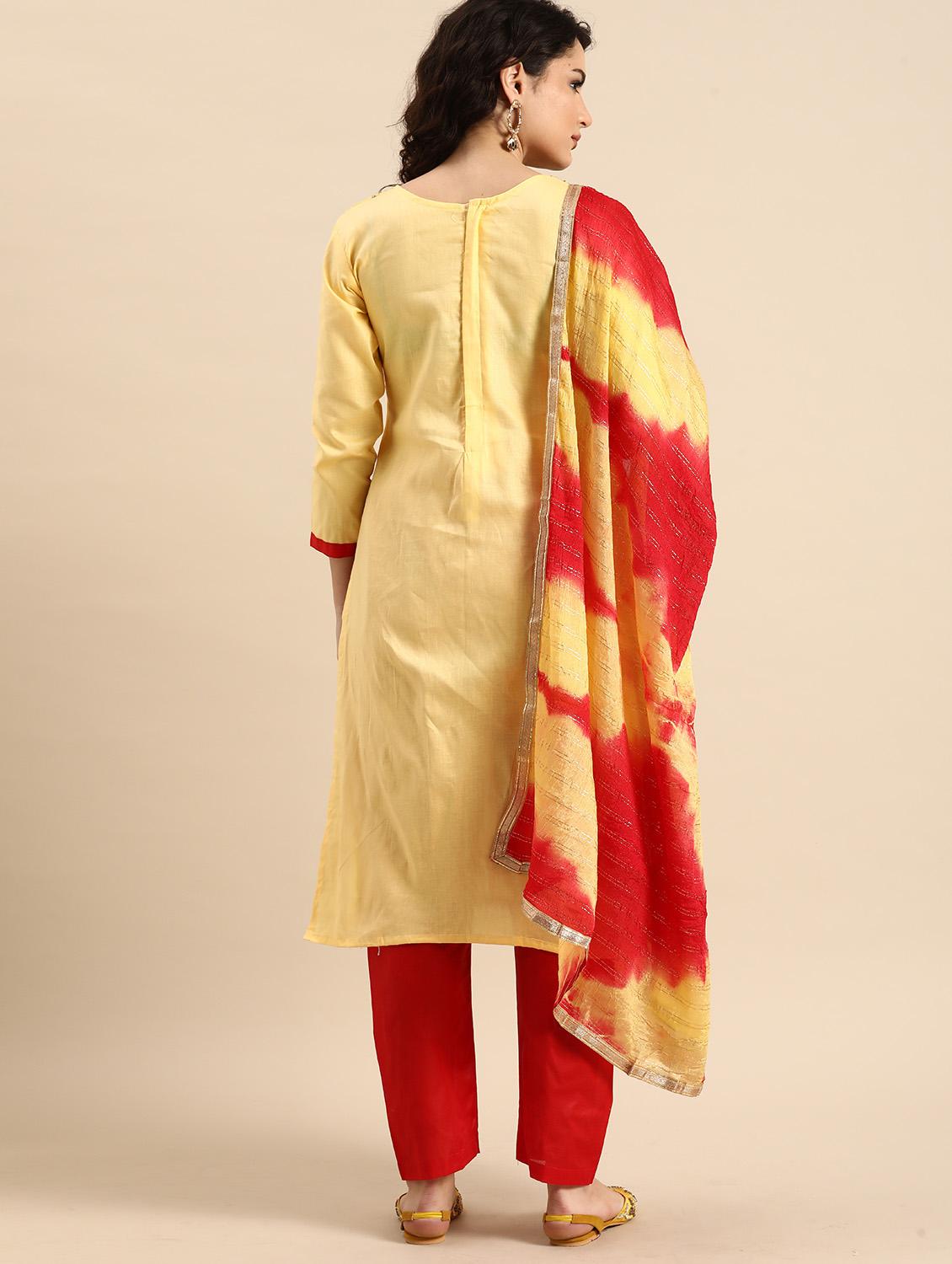 women solid with work unstitched suit - 21557223 - Standard Image - 3