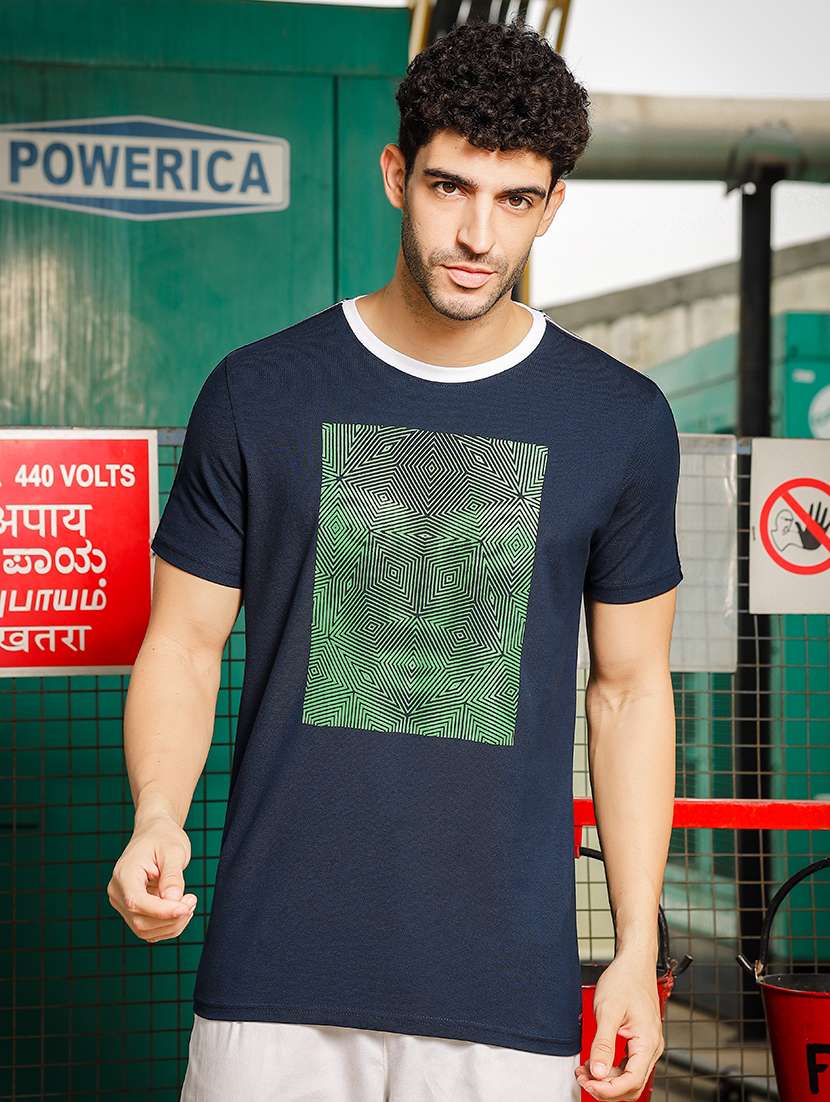 men front print round neck t-shirt - 21557429 -  Zoom Image - 0