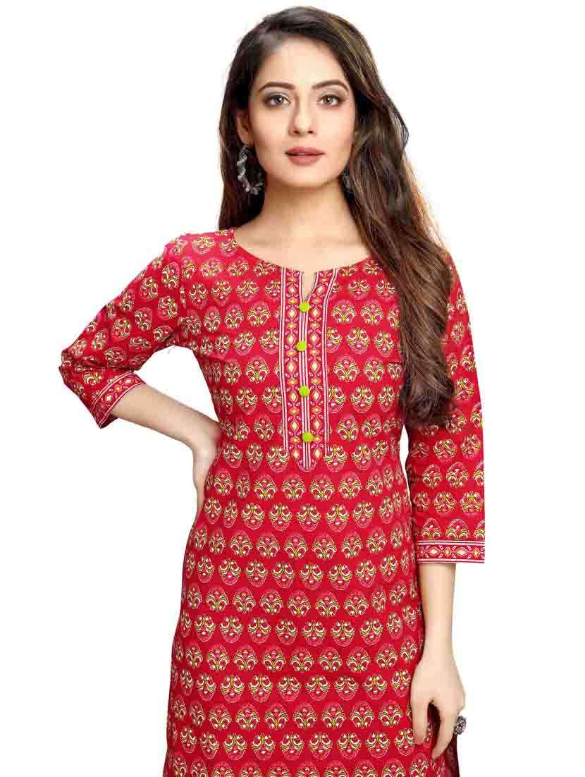 women three quarter sleeve straight kurta - 21557615 -  Standard Image - 3