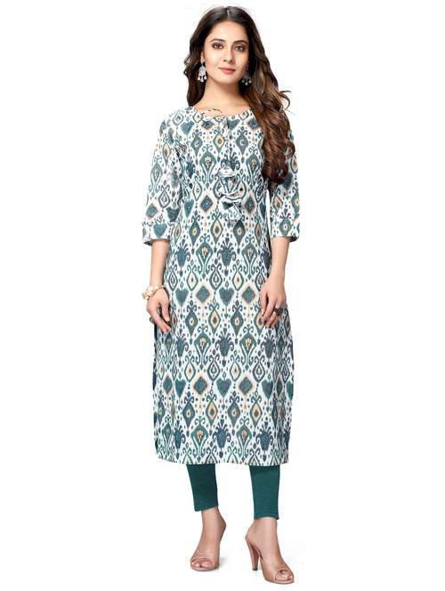 women three quarter sleeve straight kurta - 21557616 -  Standard Image - 0