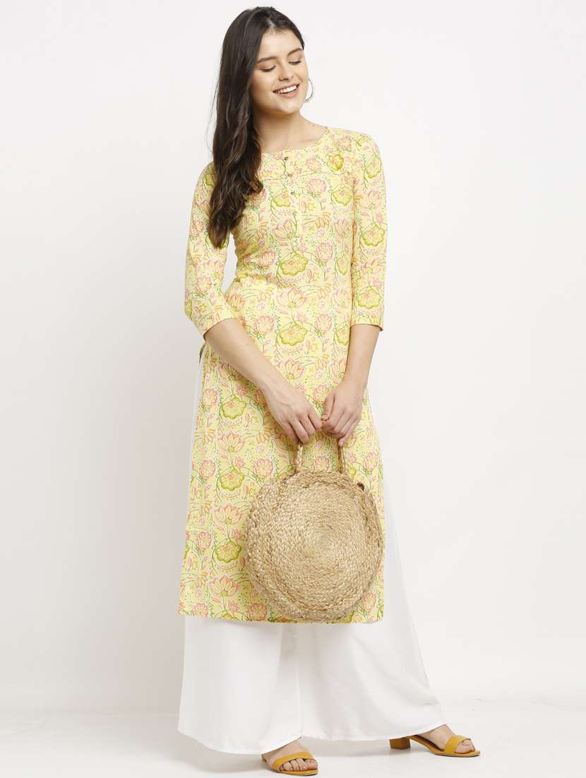 women three quarter sleeve straight kurta - 21557619 - Zoom Image - 0