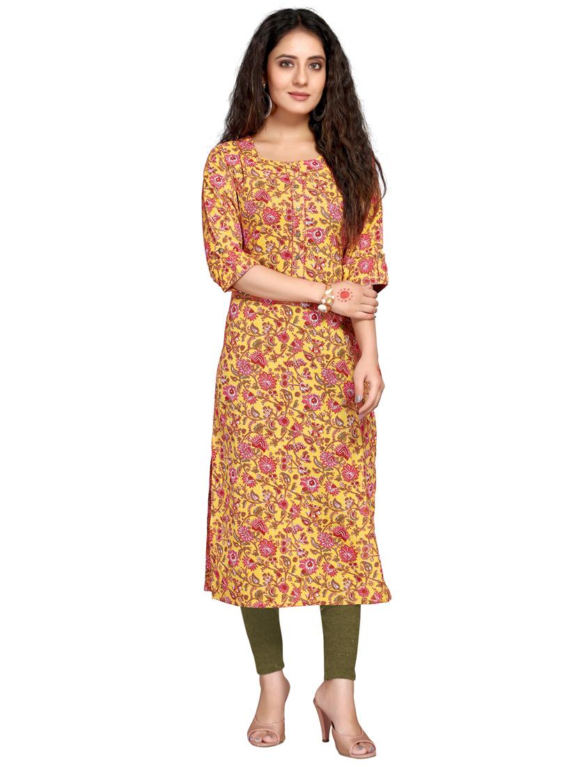 women three quarter sleeve straight kurta