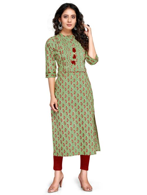 women three quarter sleeve straight kurta - 21557624 -  Standard Image - 0