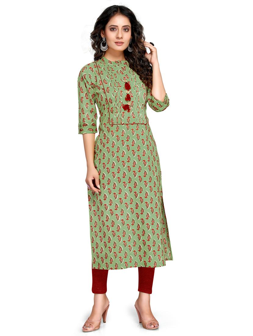 women three quarter sleeve straight kurta - 21557624 -  Zoom Image - 0