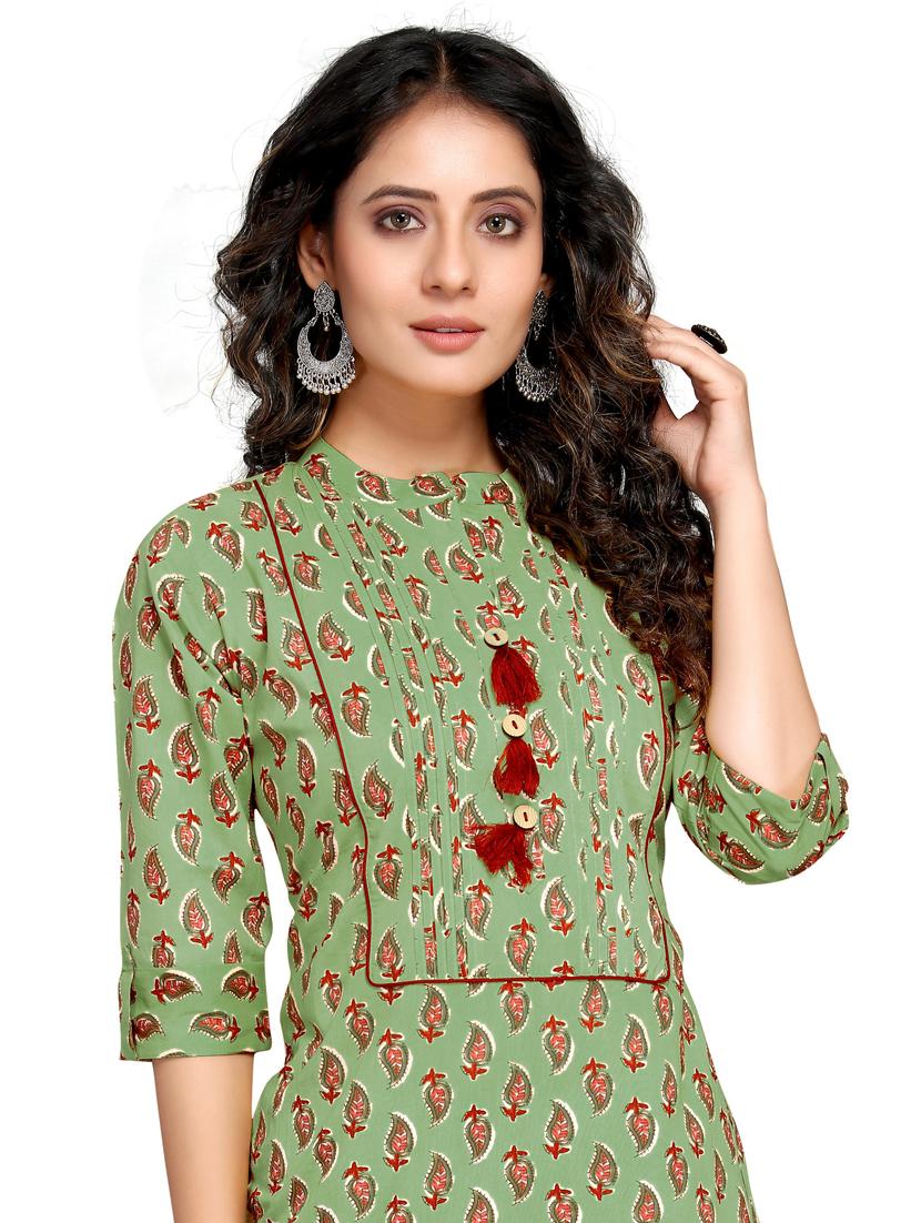 women three quarter sleeve straight kurta - 21557624 - Standard Image - 3