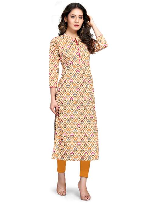 women three quarter sleeve straight kurta - 21557627 -  Standard Image - 0