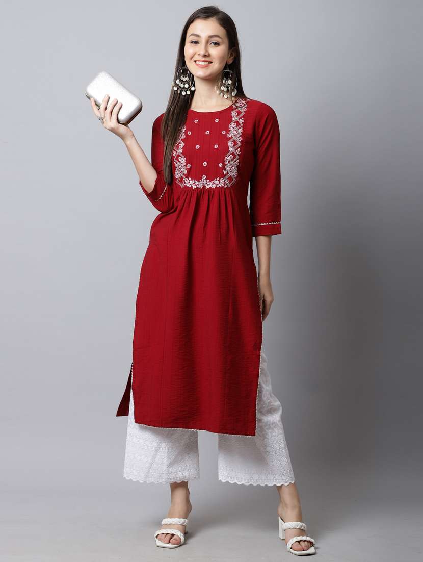 women three quarter sleeve a-line kurta - 21557643 -  Zoom Image - 0