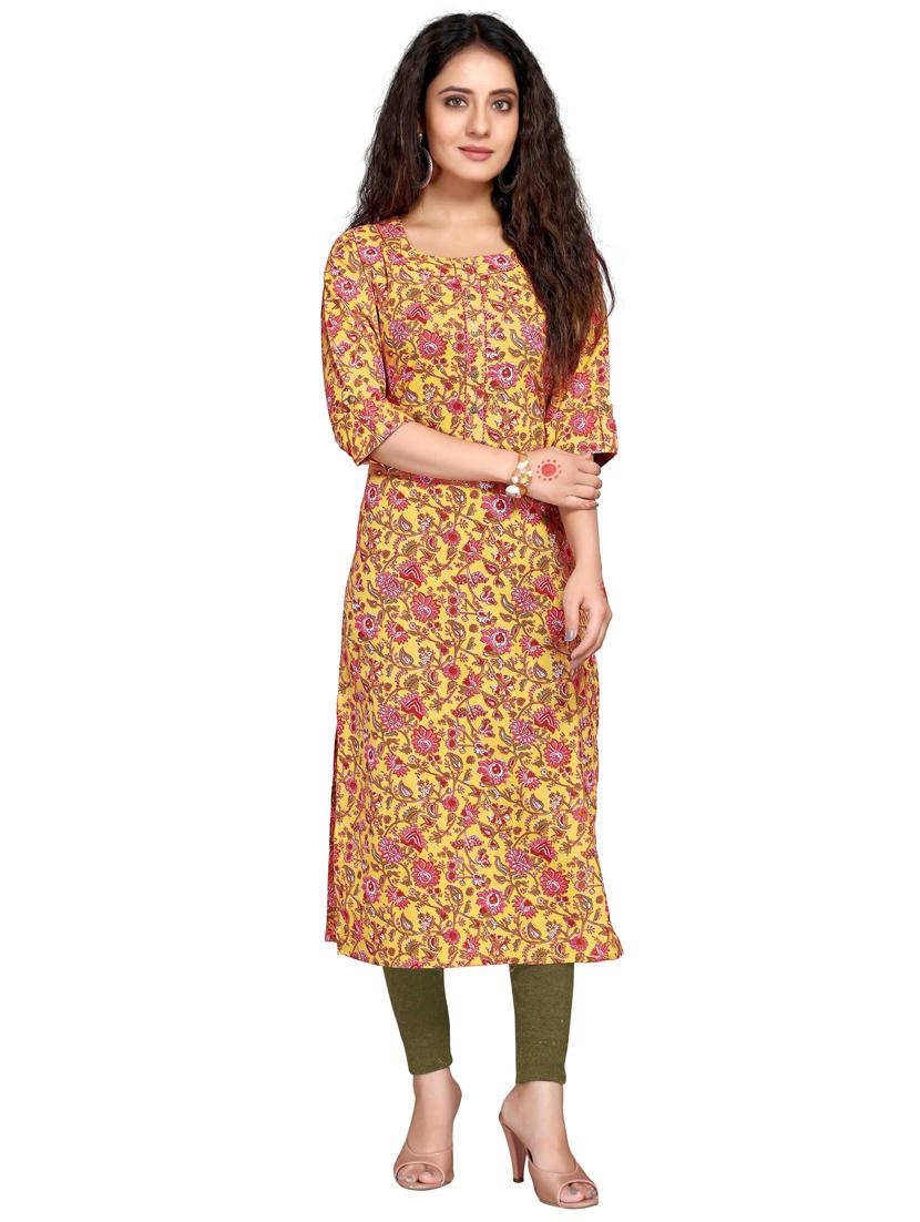 women three quarter sleeve straight kurta - 21557685 - Zoom Image - 0