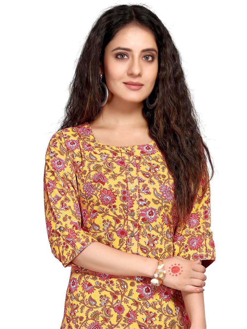 women three quarter sleeve straight kurta - 21557685 - Standard Image - 3