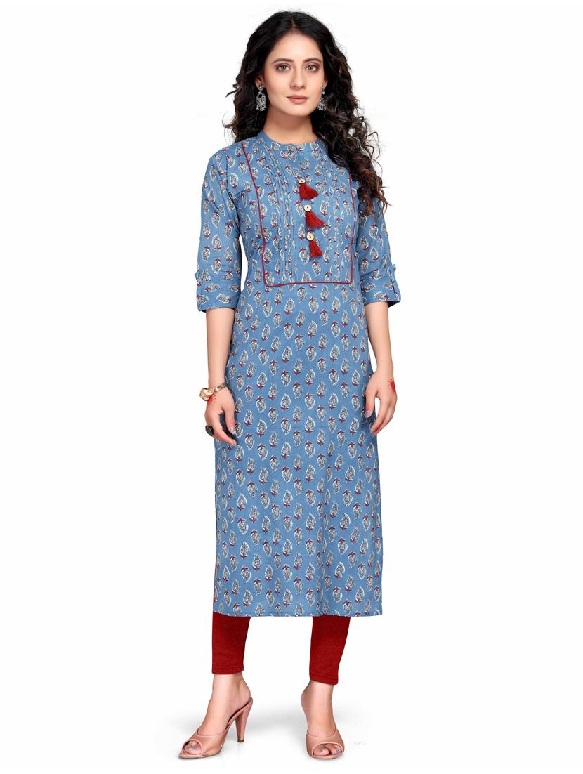 women three quarter sleeve straight kurta - 21557688 - Zoom Image - 0