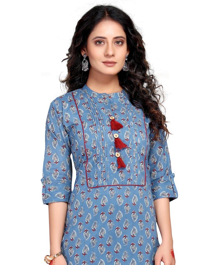 women three quarter sleeve straight kurta - 21557688 - Standard Image - 3