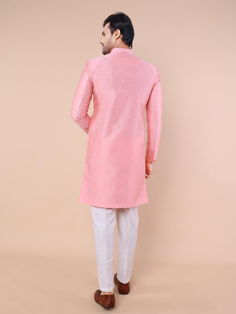 men mandarin neck solid sherwani set - 21558012 - Standard Image - 3