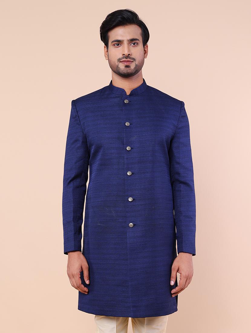 men mandarin neck solid sherwani set - 21558026 - Standard Image - 5