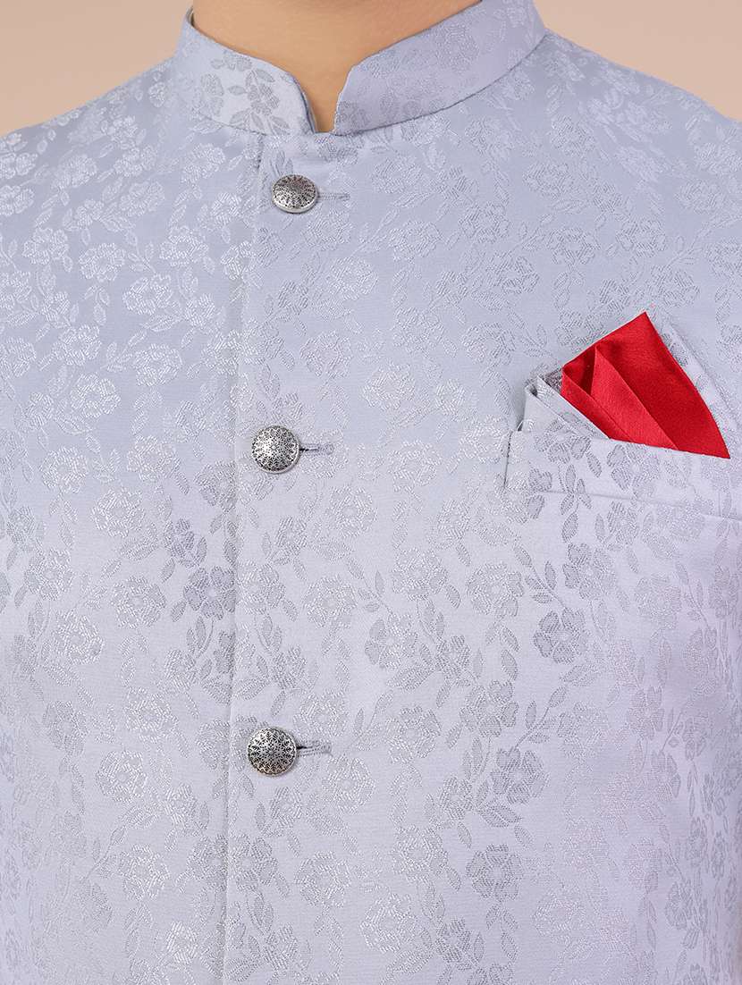 men mandarin neck self design sherwani set - 21558037 - Standard Image - 5