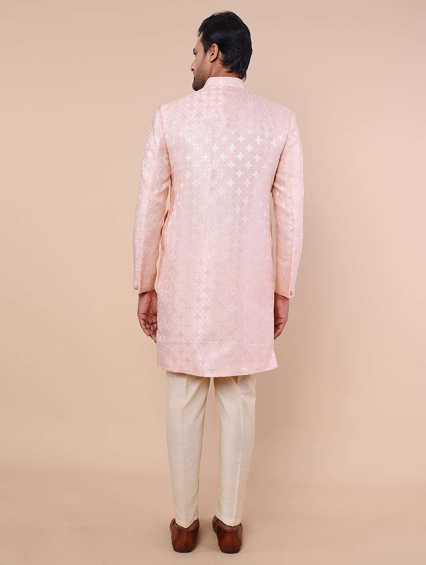 men self design long sleeves sherwani set - 21558041 - Standard Image - 3