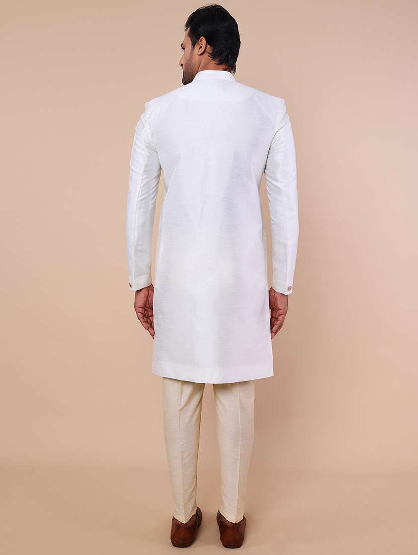 men mandarin neck solid sherwani set - 21558045 - Standard Image - 3