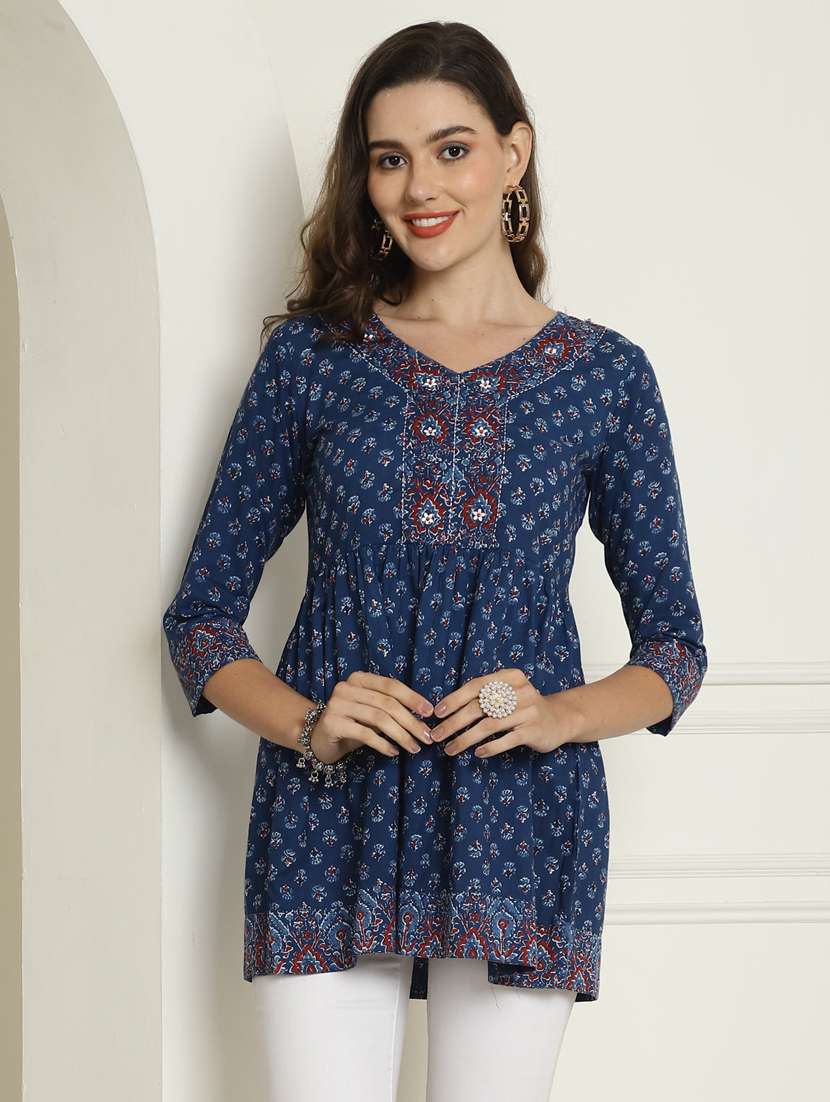 women floral three quarter sleeve kurti - 21558063 -  Zoom Image - 0