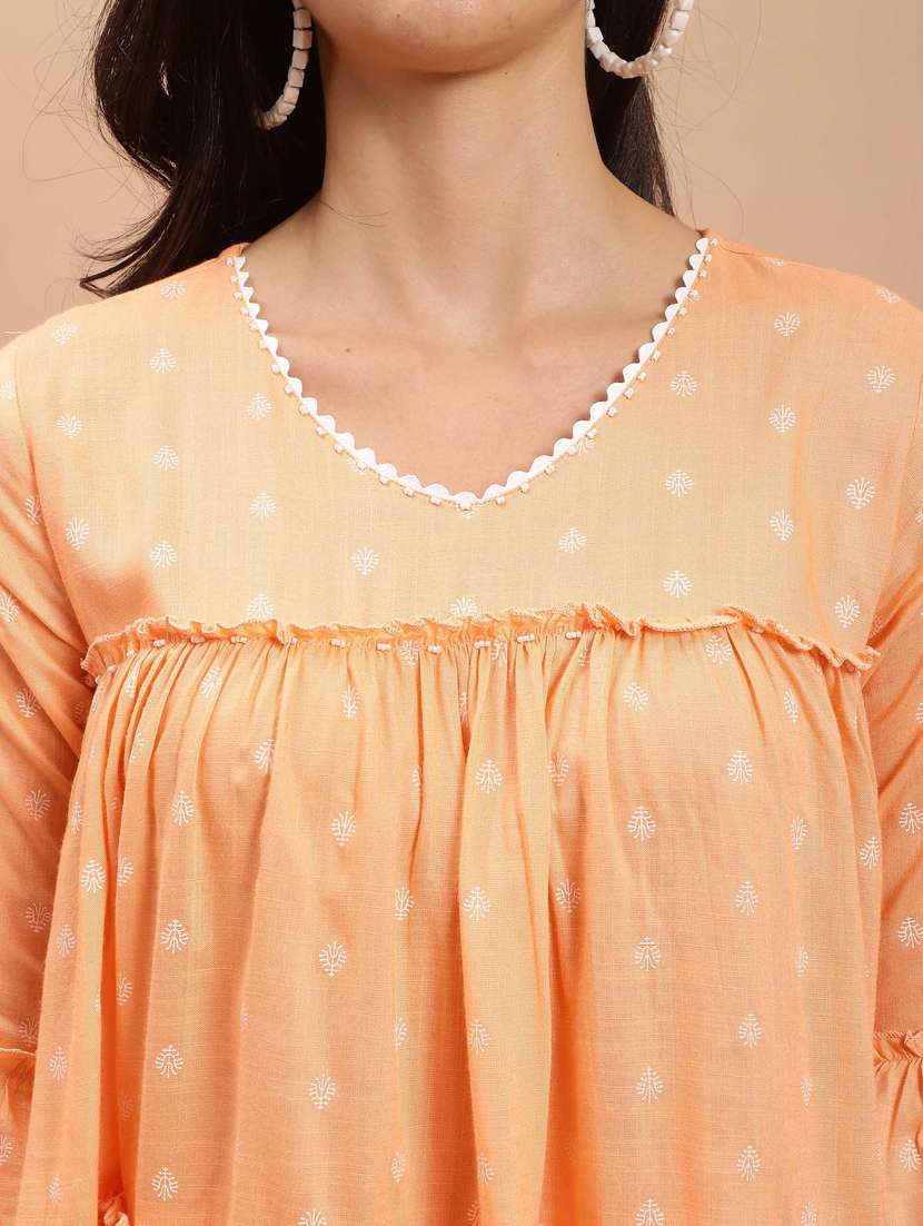 women orange printed tiered top - 21558086 -  Standard Image - 3