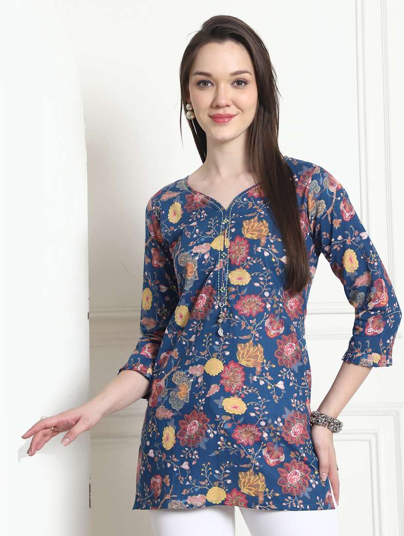 women floral three quarter sleeve kurti - 21558108 -  Zoom Image - 0
