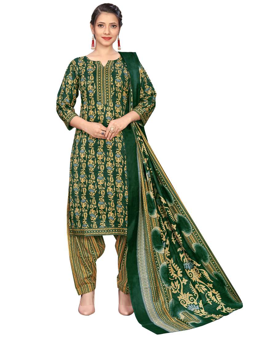 women three quarter sleeve kurta salwar with dupatta set