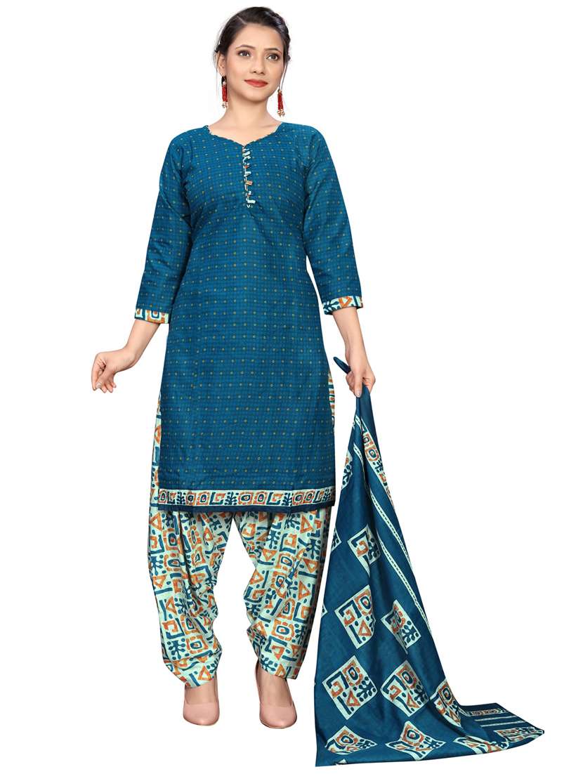 women three quarter sleeve kurta salwar with dupatta set