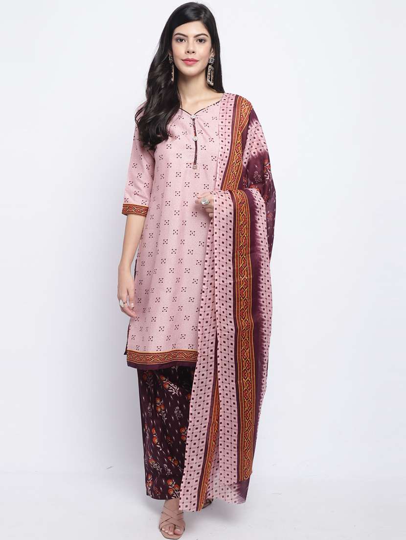 women three quarter sleeve kurta salwar with dupatta set