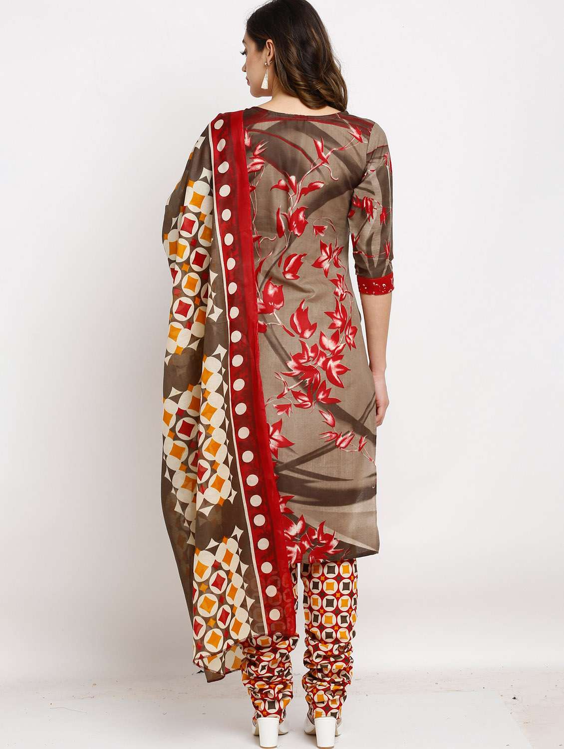 women three quarter sleeve printed suit set - 21558262 -  Standard Image - 3