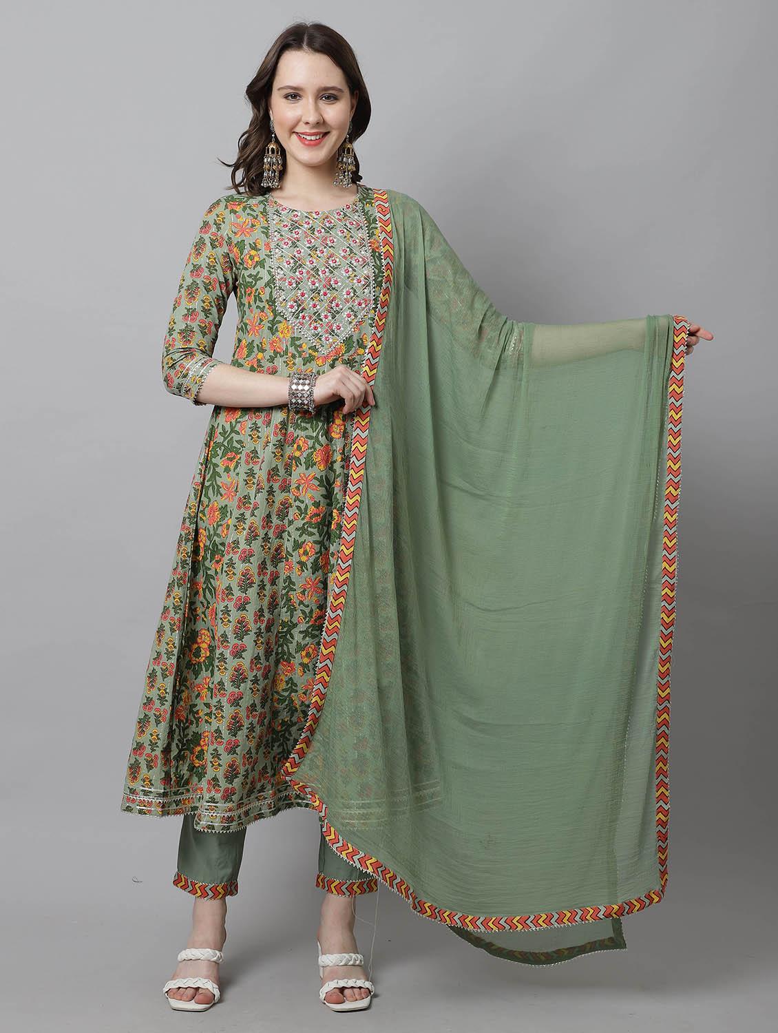 women floral round neck kurta pant set with dupatta - 21558265 -  Zoom Image - 0