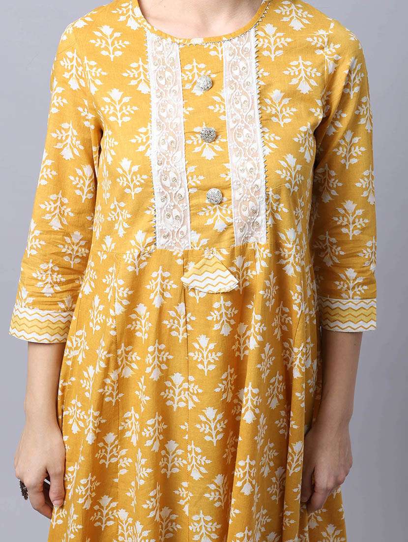 women mustard floral kurta pant set with dupatta - 21558295 - Standard Image - 5