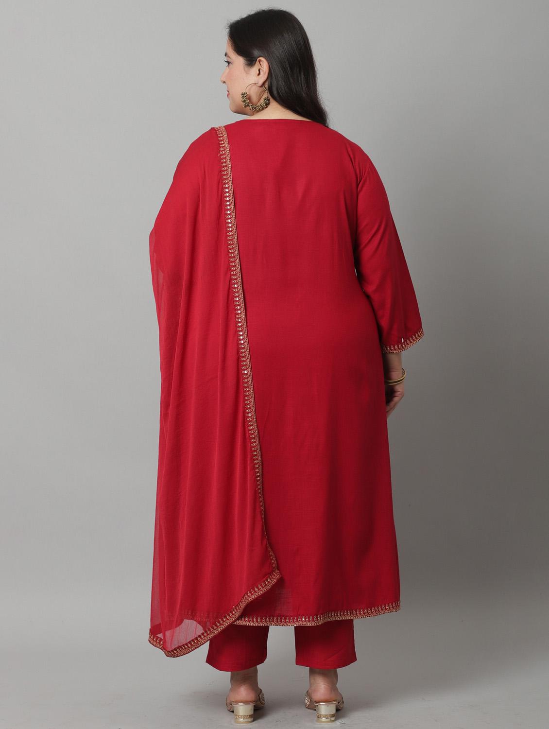 women plus size sequin work kurta pant set with dupatta - 21558328 - Standard Image - 3