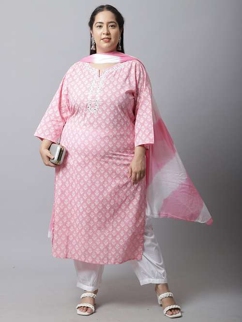 women floral pluz size kurta salwar set with dupatta - 21558337 - Standard Image - 0
