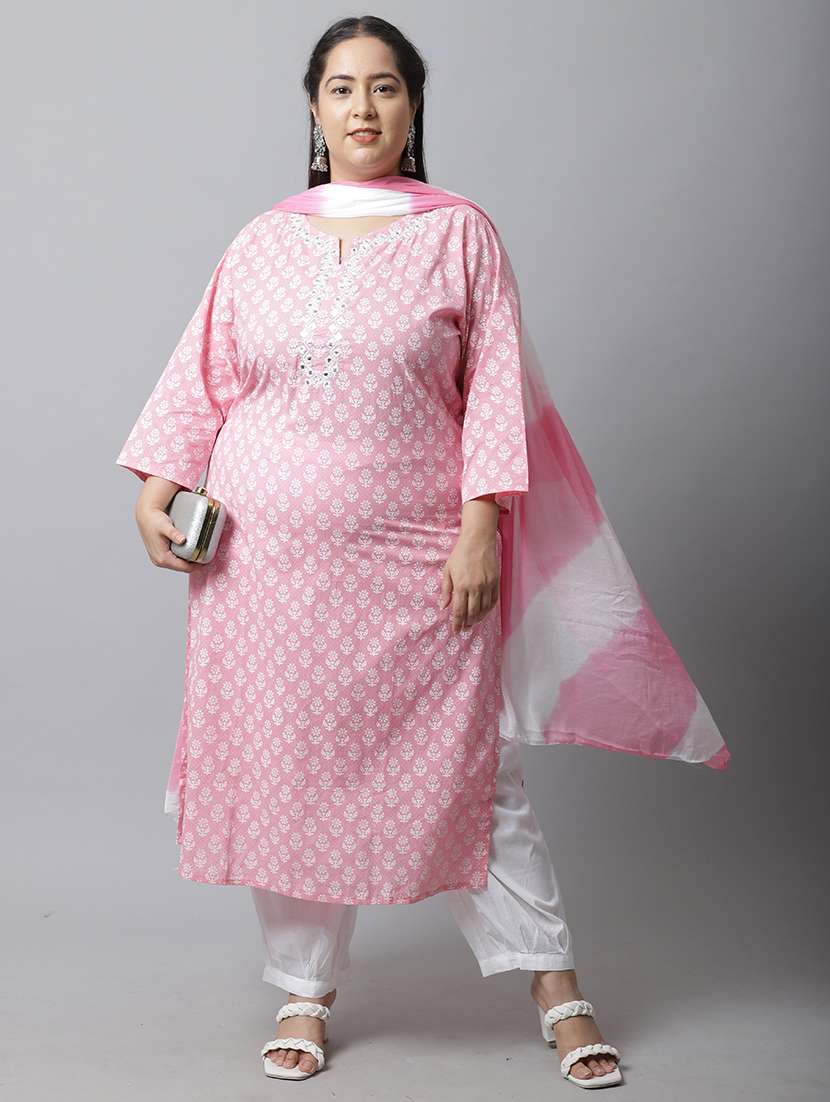 women floral pluz size kurta salwar set with dupatta - 21558337 - Zoom Image - 0