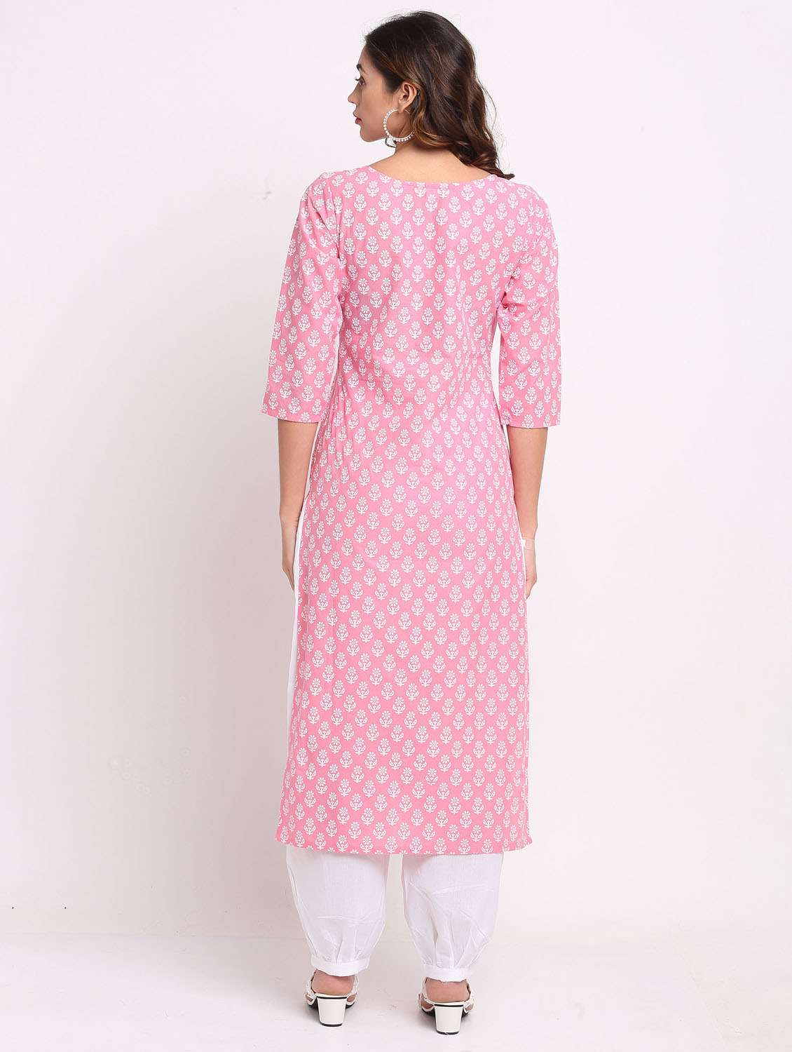 women three quarter sleeve kurta salwar with dupatta set - 21558338 - Standard Image - 3