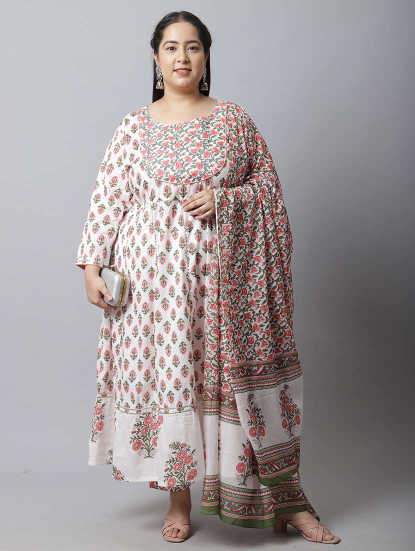 women printed three quarter sleeves suit set