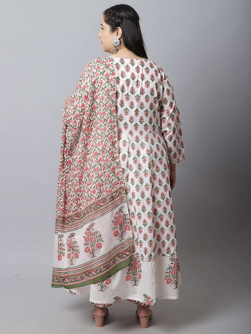 women printed three quarter sleeves suit set - 21558352 -  Standard Image - 3