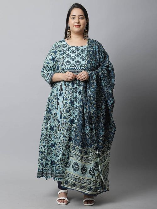 women plus size printed kurta pant set with dupatta - 21558363 -  Standard Image - 0
