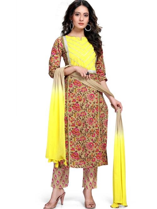 women floral kurta pant set with dupatta - 21558380 -  Standard Image - 0