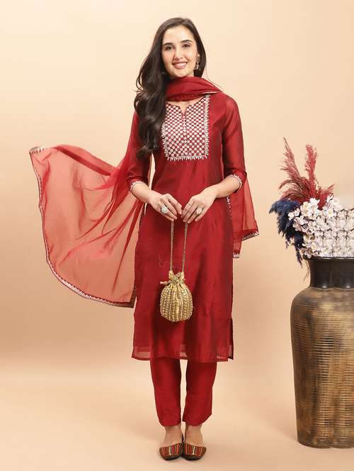 women embroidered kurta pant set with dupatta - 21558463 -  Standard Image - 0